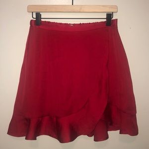 Free People red satin skirt